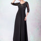 Jaidyn Empire V-neck Sweep Train Chiffon Mother of the Bride Dress With Lace Beading DL126P0014697