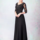 Jaidyn Empire V-neck Sweep Train Chiffon Mother of the Bride Dress With Lace Beading DL126P0014697