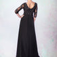 Jaidyn Empire V-neck Sweep Train Chiffon Mother of the Bride Dress With Lace Beading DL126P0014697