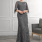 Everly Trumpet/Mermaid Scoop Neck Floor-Length Chiffon Lace Mother of the Bride Dress With Ruffle DL126P0014708