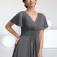 Peyton A-Line V-neck Ankle-Length Chiffon Mother of the Bride Dress With Ruffle Beading DL126P0014709