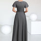 Peyton A-Line V-neck Ankle-Length Chiffon Mother of the Bride Dress With Ruffle Beading DL126P0014709