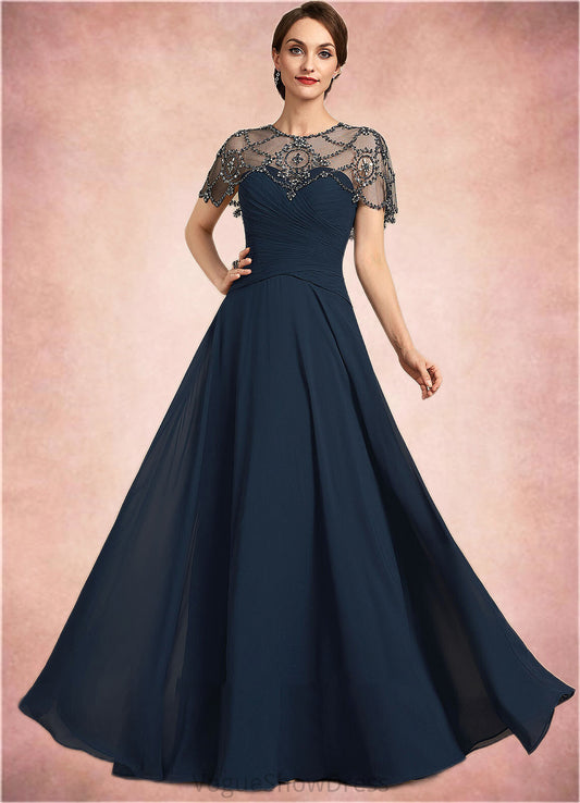 Carlee A-Line Scoop Neck Floor-Length Chiffon Mother of the Bride Dress With Ruffle Beading Sequins DL126P0014711