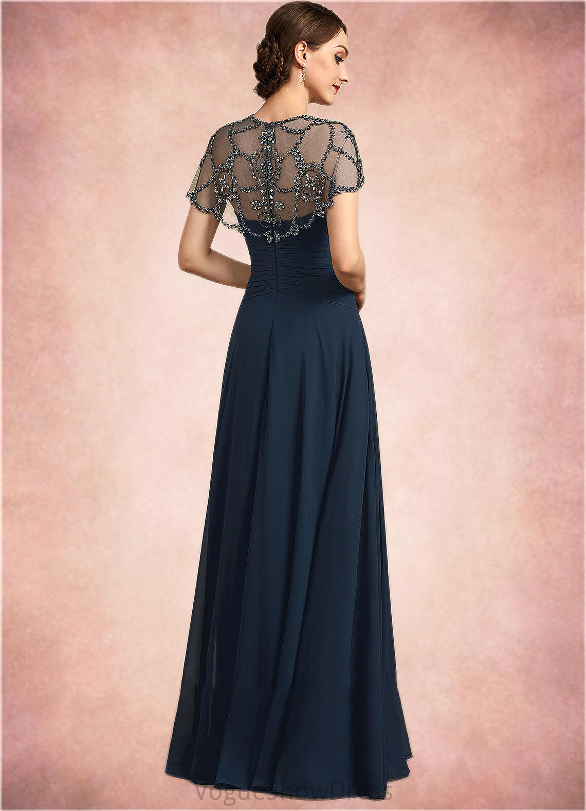 Carlee A-Line Scoop Neck Floor-Length Chiffon Mother of the Bride Dress With Ruffle Beading Sequins DL126P0014711