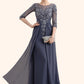 Delilah A-Line Scoop Neck Floor-Length Chiffon Lace Mother of the Bride Dress DL126P0014712