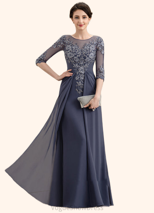 Delilah A-Line Scoop Neck Floor-Length Chiffon Lace Mother of the Bride Dress DL126P0014712