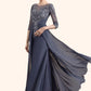 Delilah A-Line Scoop Neck Floor-Length Chiffon Lace Mother of the Bride Dress DL126P0014712