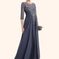 Delilah A-Line Scoop Neck Floor-Length Chiffon Lace Mother of the Bride Dress DL126P0014712