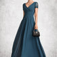 Lola A-Line V-neck Floor-Length Chiffon Mother of the Bride Dress With Lace DL126P0014713