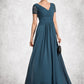 Lola A-Line V-neck Floor-Length Chiffon Mother of the Bride Dress With Lace DL126P0014713