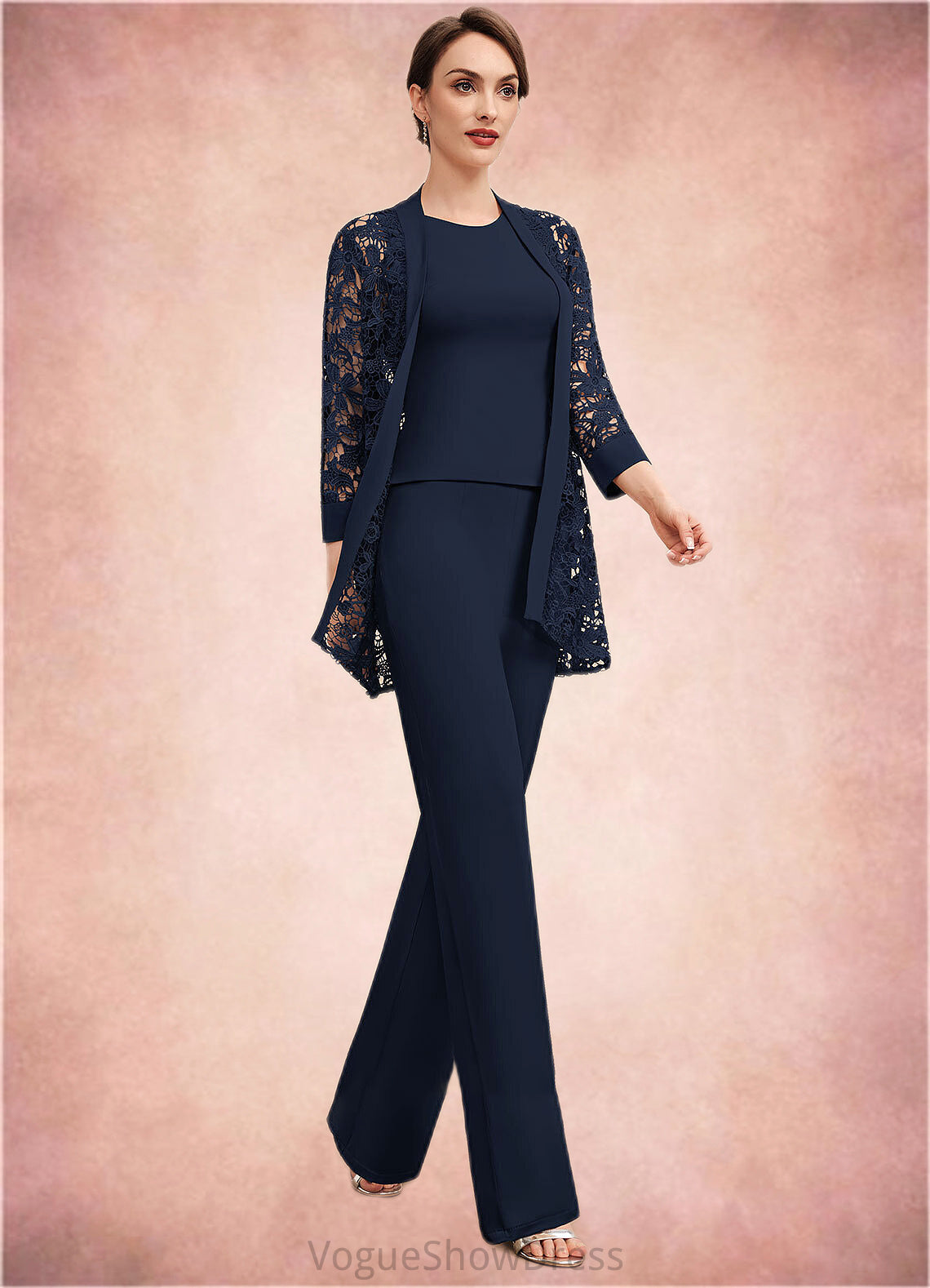 Leah Jumpsuit/Pantsuit Scoop Neck Floor-Length Jersey Mother of the Bride Dress DL126P0014714