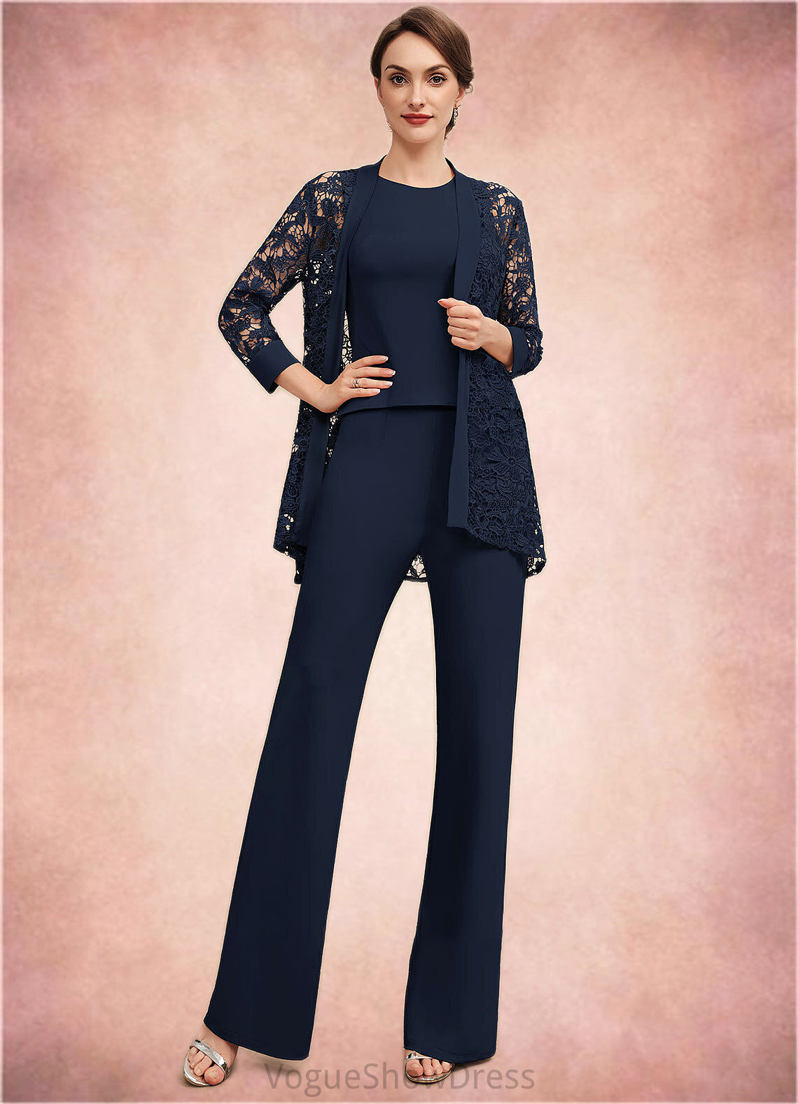 Leah Jumpsuit/Pantsuit Scoop Neck Floor-Length Jersey Mother of the Bride Dress DL126P0014714