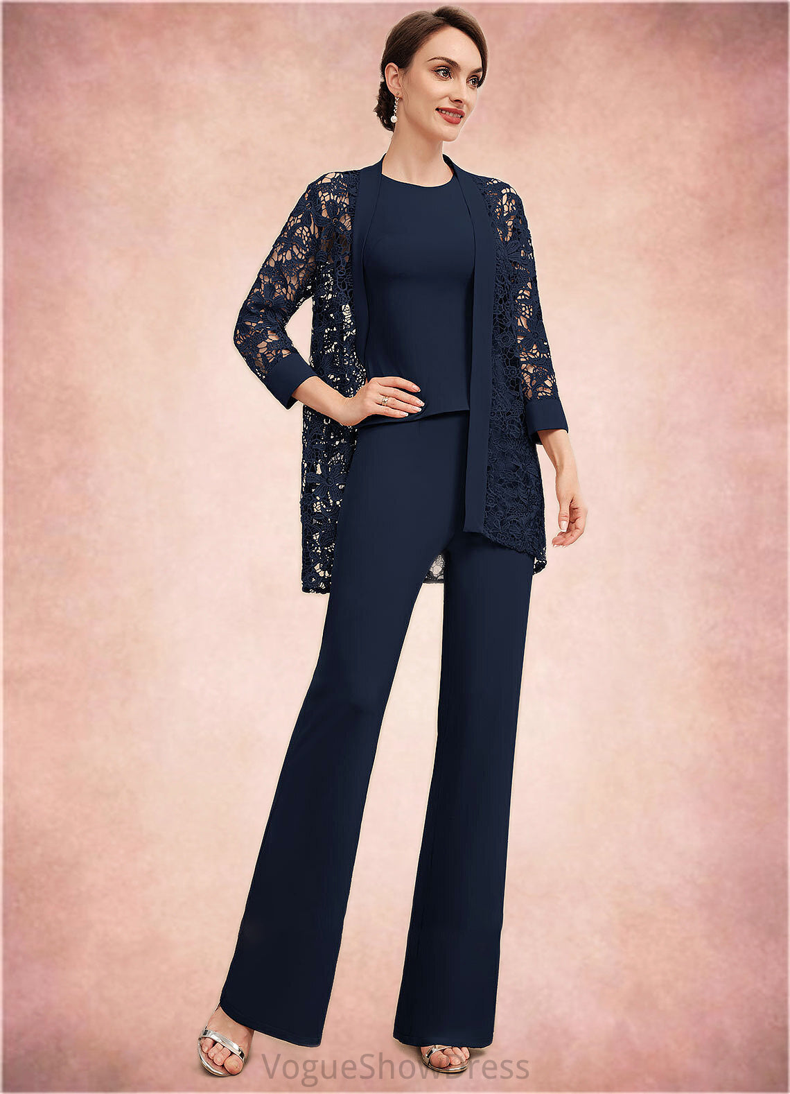 Leah Jumpsuit/Pantsuit Scoop Neck Floor-Length Jersey Mother of the Bride Dress DL126P0014714