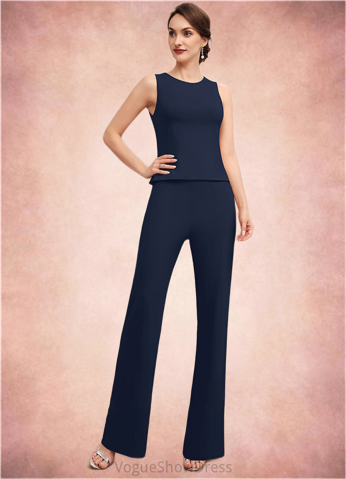 Leah Jumpsuit/Pantsuit Scoop Neck Floor-Length Jersey Mother of the Bride Dress DL126P0014714