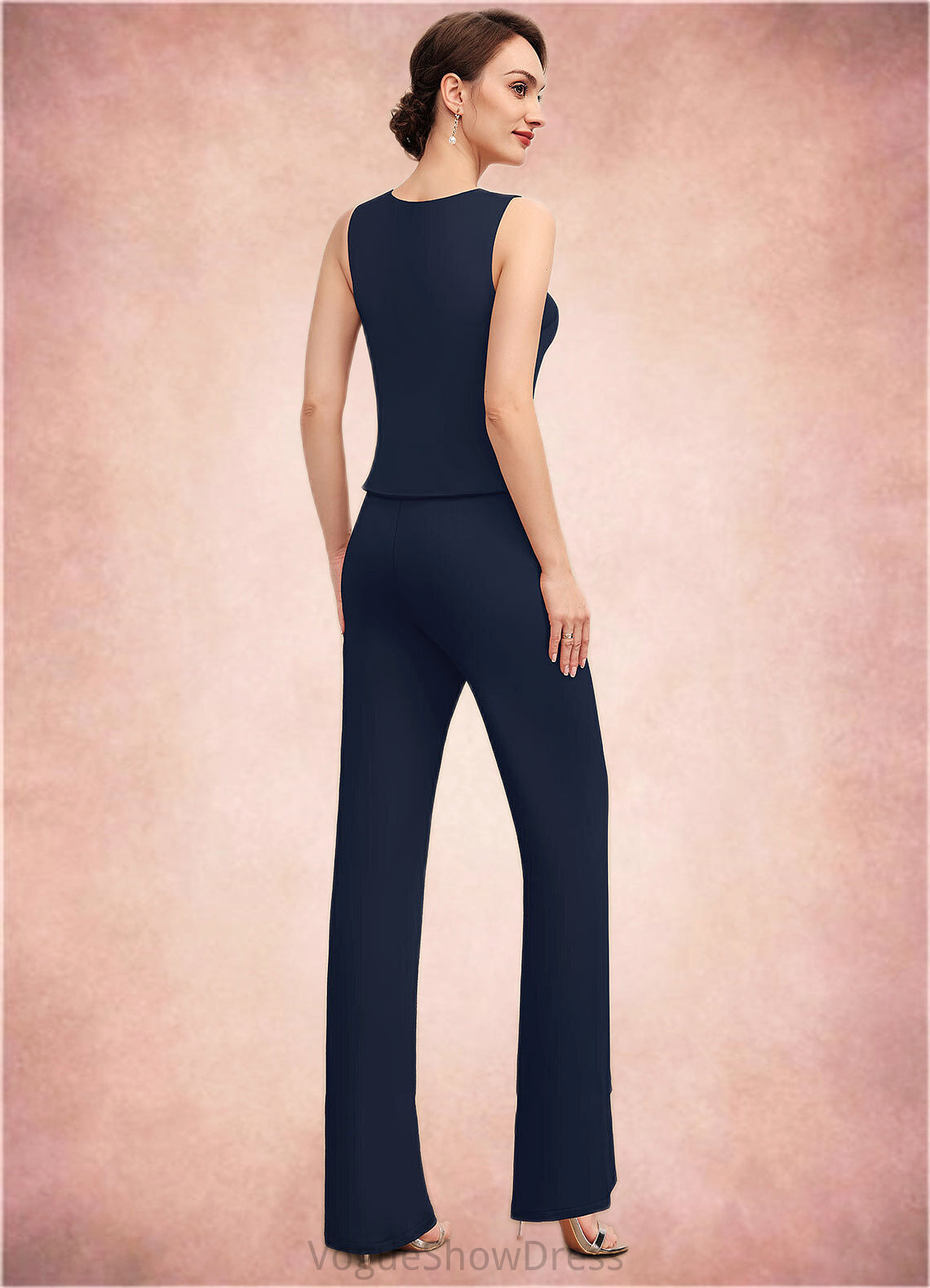 Leah Jumpsuit/Pantsuit Scoop Neck Floor-Length Jersey Mother of the Bride Dress DL126P0014714