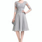 Amara A-Line Scoop Neck Knee-Length Chiffon Mother of the Bride Dress With Ruffle Appliques Lace DL126P0014715