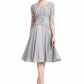 Amara A-Line Scoop Neck Knee-Length Chiffon Mother of the Bride Dress With Ruffle Appliques Lace DL126P0014715