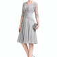 Amara A-Line Scoop Neck Knee-Length Chiffon Mother of the Bride Dress With Ruffle Appliques Lace DL126P0014715