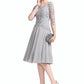 Amara A-Line Scoop Neck Knee-Length Chiffon Mother of the Bride Dress With Ruffle Appliques Lace DL126P0014715