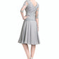 Amara A-Line Scoop Neck Knee-Length Chiffon Mother of the Bride Dress With Ruffle Appliques Lace DL126P0014715