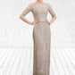 Sadie Sheath/Column Scoop Neck Sweep Train Chiffon Lace Mother of the Bride Dress DL126P0014716