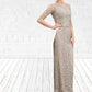 Sadie Sheath/Column Scoop Neck Sweep Train Chiffon Lace Mother of the Bride Dress DL126P0014716