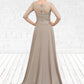 Sadie Sheath/Column Scoop Neck Sweep Train Chiffon Lace Mother of the Bride Dress DL126P0014716