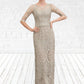 Sadie Sheath/Column Scoop Neck Sweep Train Chiffon Lace Mother of the Bride Dress DL126P0014716