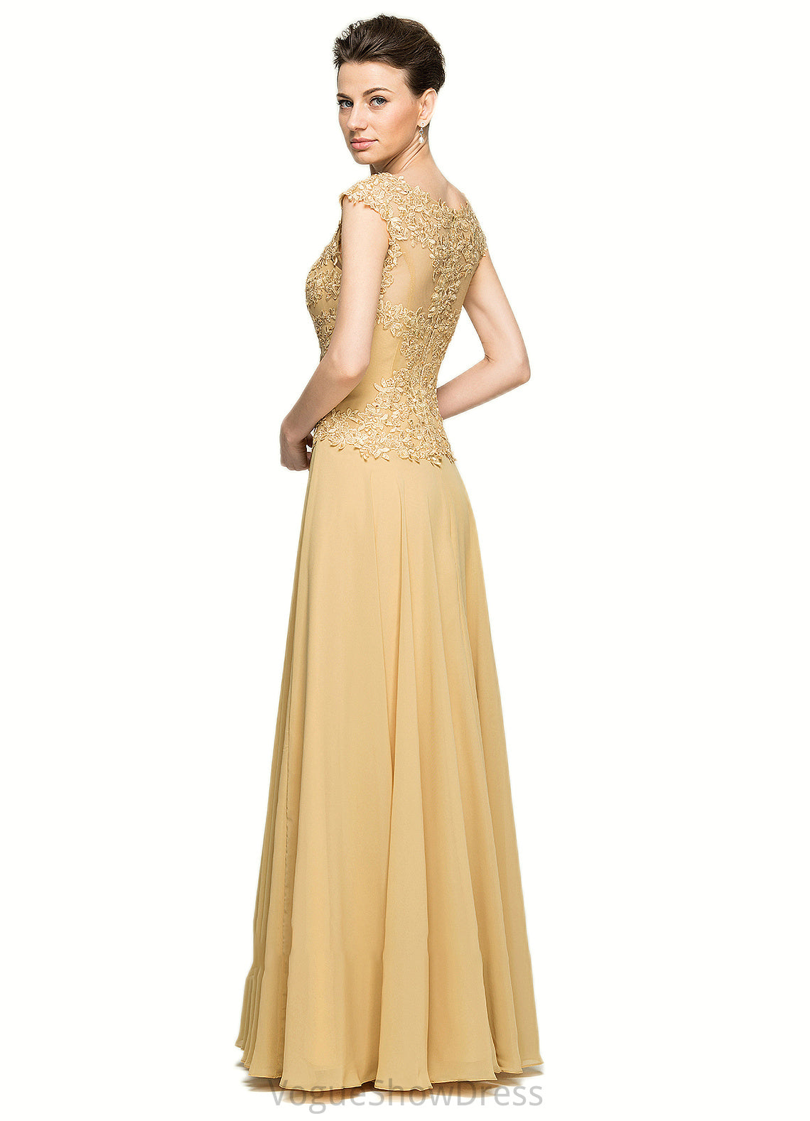 Norah A-Line Scoop Neck Floor-Length Chiffon Lace Mother of the Bride Dress With Beading Sequins DL126P0014717