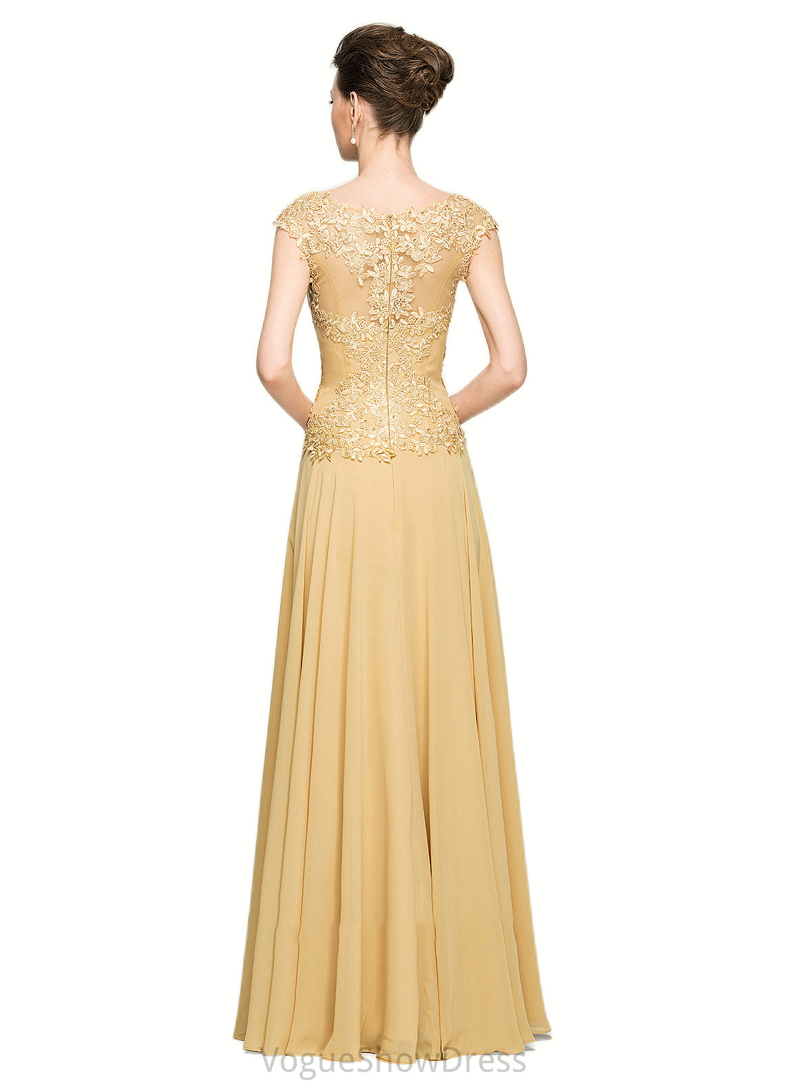 Norah A-Line Scoop Neck Floor-Length Chiffon Lace Mother of the Bride Dress With Beading Sequins DL126P0014717