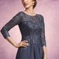 Maya A-Line Scoop Neck Floor-Length Chiffon Lace Mother of the Bride Dress DL126P0014719