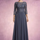 Maya A-Line Scoop Neck Floor-Length Chiffon Lace Mother of the Bride Dress DL126P0014719