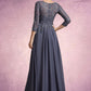 Maya A-Line Scoop Neck Floor-Length Chiffon Lace Mother of the Bride Dress DL126P0014719