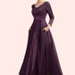 Genevieve A-Line V-neck Ankle-Length Satin Mother of the Bride Dress With Pockets DL126P0014720