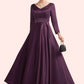 Genevieve A-Line V-neck Ankle-Length Satin Mother of the Bride Dress With Pockets DL126P0014720