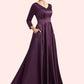 Genevieve A-Line V-neck Ankle-Length Satin Mother of the Bride Dress With Pockets DL126P0014720