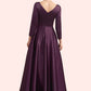 Genevieve A-Line V-neck Ankle-Length Satin Mother of the Bride Dress With Pockets DL126P0014720