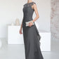 Belen A-Line Scoop Neck Floor-Length Chiffon Mother of the Bride Dress With Beading Sequins Cascading Ruffles DL126P0014721