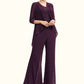 Rylee Jumpsuit/Pantsuit Scoop Neck Floor-Length Chiffon Lace Mother of the Bride Dress DL126P0014722