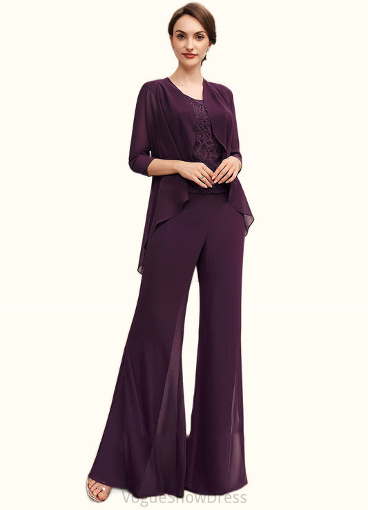 Rylee Jumpsuit/Pantsuit Scoop Neck Floor-Length Chiffon Lace Mother of the Bride Dress DL126P0014722