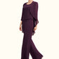 Rylee Jumpsuit/Pantsuit Scoop Neck Floor-Length Chiffon Lace Mother of the Bride Dress DL126P0014722