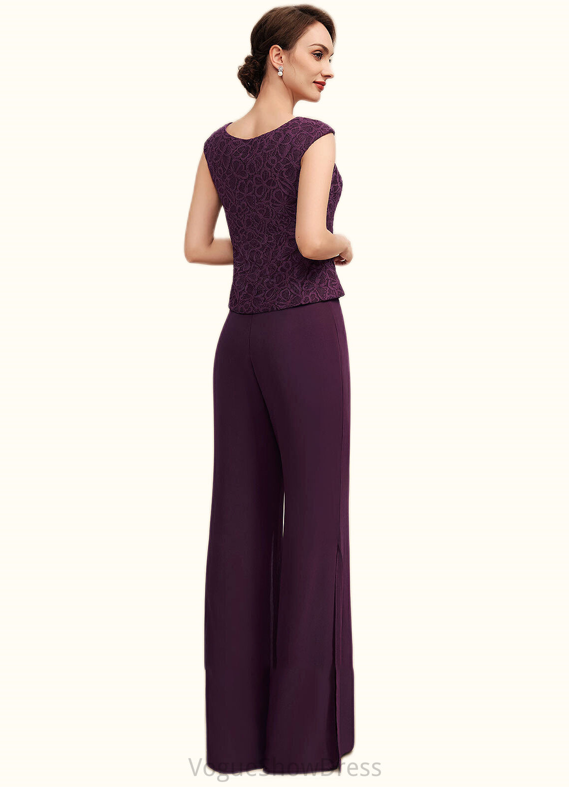 Rylee Jumpsuit/Pantsuit Scoop Neck Floor-Length Chiffon Lace Mother of the Bride Dress DL126P0014722