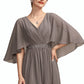 Samantha A-Line V-neck Ankle-Length Chiffon Mother of the Bride Dress With Ruffle Beading DL126P0014723