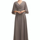 Samantha A-Line V-neck Ankle-Length Chiffon Mother of the Bride Dress With Ruffle Beading DL126P0014723