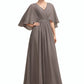 Samantha A-Line V-neck Ankle-Length Chiffon Mother of the Bride Dress With Ruffle Beading DL126P0014723