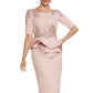 Selah Sheath/Column Scoop Neck Knee-Length Stretch Crepe Mother of the Bride Dress With Beading Appliques Lace Sequins Cascading Ruffles DL126P0014725