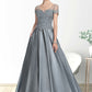 Kinsley A-Line V-neck Floor-Length Satin Lace Mother of the Bride Dress With Beading Sequins DL126P0014730