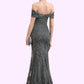 Lindsay Trumpet/Mermaid Off-the-Shoulder Floor-Length Tulle Lace Mother of the Bride Dress With Sequins DL126P0014731