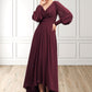 Kaylah A-Line V-neck Asymmetrical Chiffon Mother of the Bride Dress With Ruffle DL126P0014732