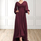 Kaylah A-Line V-neck Asymmetrical Chiffon Mother of the Bride Dress With Ruffle DL126P0014732